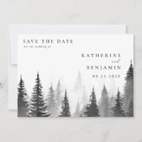 Aquarelle noire et blanche Arbres Mariage forestie