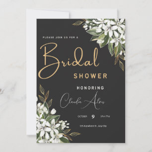 Save The Date Aquarelle Noire Et Dorée Fête des mariées Florale