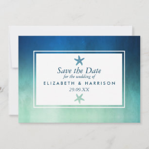 Save The Date Aquarelle Ocean Starfish Beach Enregistrer la date
