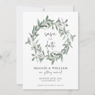 Save The Date Aquarelle Olive Branches Mariage Enregistrer La Da