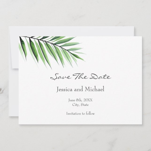 Save The Date Aquarelle Palm (Devant)