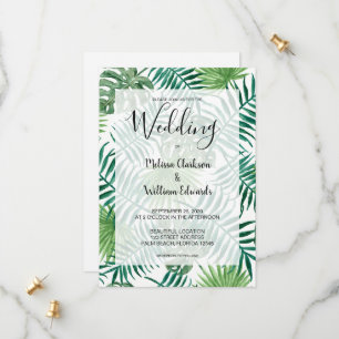 Save The Date Aquarelle palme tropicale feuilles Beach mariage