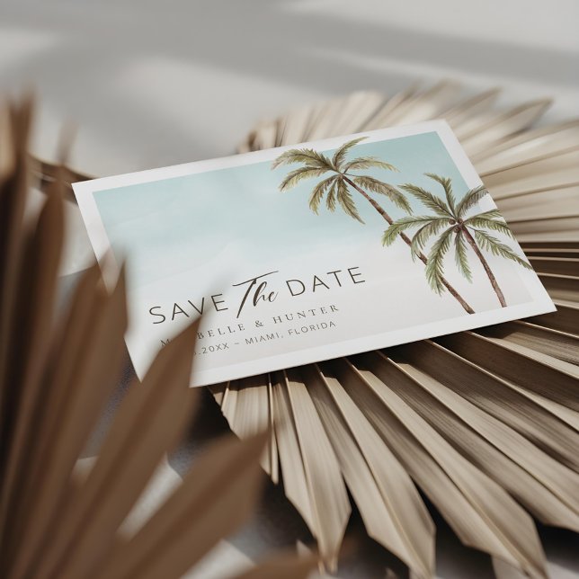 Save The Date Aquarelle Palmiers Tropicaux Enregistrer La Date (Watercolor Tropical Palm Trees Save The Date)