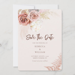 Save The Date Aquarelle Pampas Grass Mariage Script