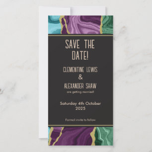 Save The Date Aquarelle Peacock Agate V1 (20,3 x 10,2 cm)
