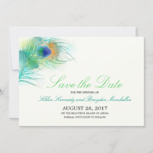 Save The Date Aquarelle Peacock Feather Enregistrer la date