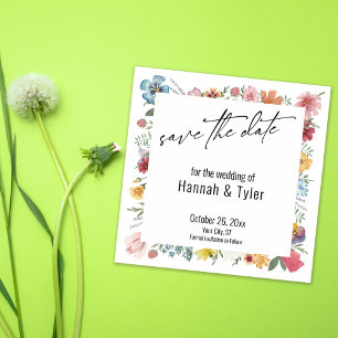 Save The Date Aquarelle peinte colorée Meadow Fleur sauvage