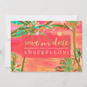 Save The Date Aquarelle PixDezines Vintage Hawaii/Enregistrer la