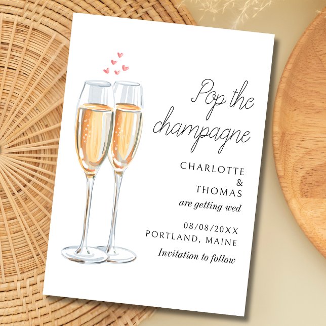 Save The Date Aquarelle Pop Le Mariage Script Champagne (Créateur téléchargé)