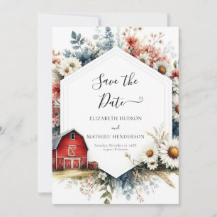 Save The Date Aquarelle romantique Barnyard Mariage
