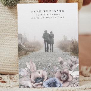 Save The Date Aquarelle romantique Elégante Muté Floral