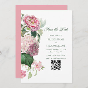 Save The Date Aquarelle romantique Fleurs roses Mariage de jardi