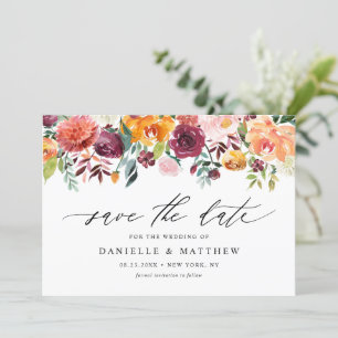 Save The Date Aquarelle romantique L'automne fleurit Floral QR C