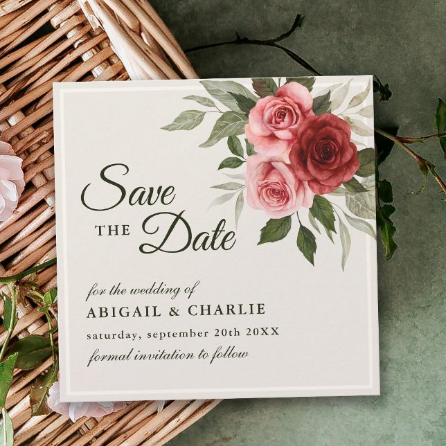 Save The Date Aquarelle romantique Roses Roses Roses Roses Roses (Créateur téléchargé)