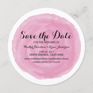 Save The Date Aquarelle ronde rose Enregistrer la date Invitatio