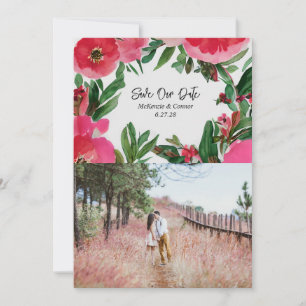 Save The Date Aquarelle rose Anémone Mariage photo