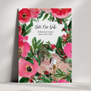 Save The Date Aquarelle rose Anémone Mariage photo