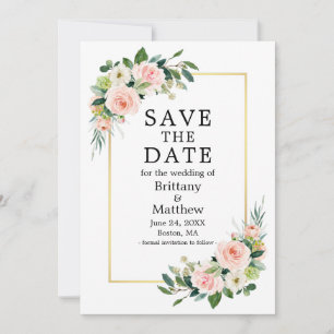 Save The Date Aquarelle rose Blush Rose Gold Frame