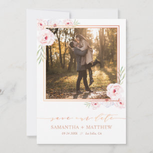 Save The Date Aquarelle rose Floral Rose Gold Photo Mariage