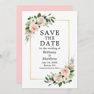 Save The Date Aquarelle Rose Gold Frame rose