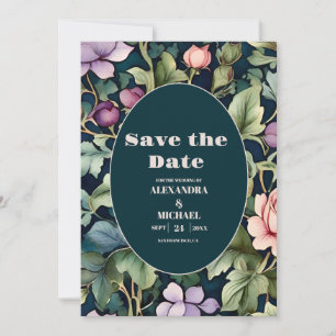 Save The Date Aquarelle rose Peony Art nouveau Mariage