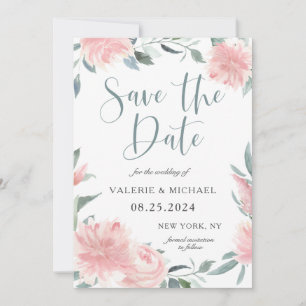 Save The Date Aquarelle rose rond rond Mariage floral Enregistre
