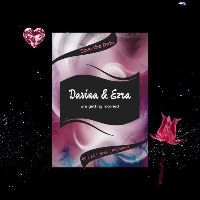 Save The Date Aquarelle Rose Vibrante  (Créateur téléchargé)