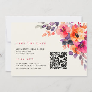 Save The Date Aquarelle rose vif orange brillant Photo florale