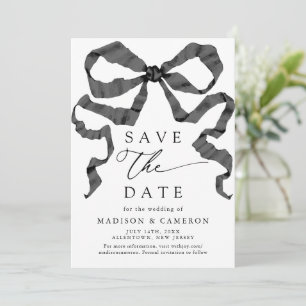 Save The Date Aquarelle Ruban Bow noir et blanc