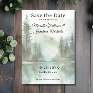 Save The Date Aquarelle Rustic Mountain Lake Mariage forestier