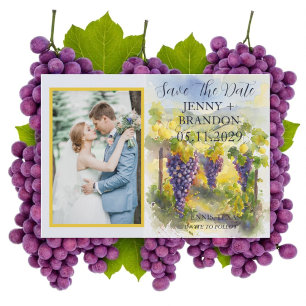 Save The Date Aquarelle rustique Citrons Raisins Vignoble Photo