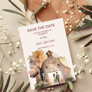 Save The Date Aquarelle Rustique Mariage de grange