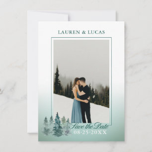 Save The Date Aquarelle Rustique Pine Spruce Arbres Mariage PHOT
