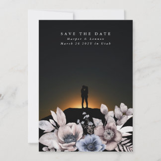 Save The Date Aquarelle séchée de Bohème Dramatique Muté Floral