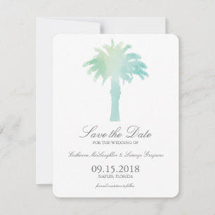Save The Date Aquarelle Serene Palm Tree   Enregistrer la date