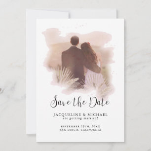 Save The Date Aquarelle simple Design moderne Palm Folio Photo