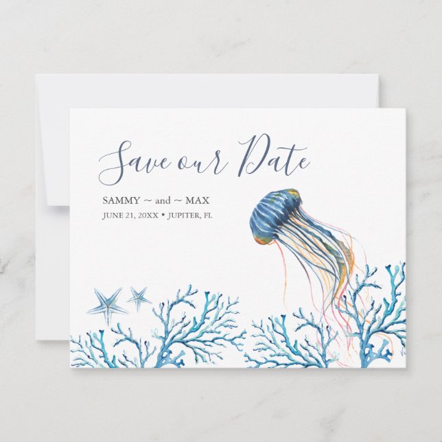Save The Date Aquarelle sous la mer Enregistrer la date (Devant)