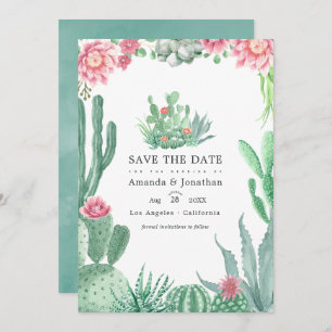 Save The Date Aquarelle Succulents Photo Mariage
