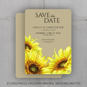Save The Date Aquarelle Sunflower Wedding shower Kaki