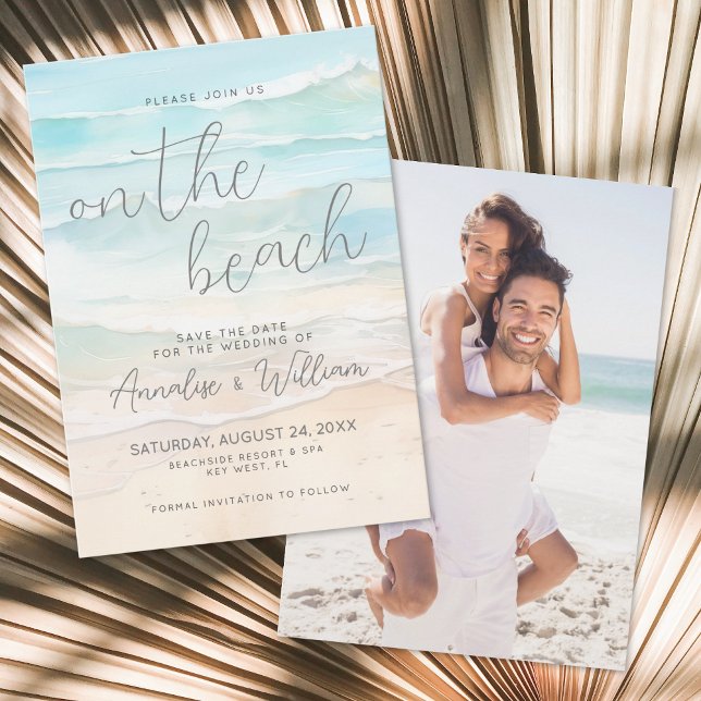 Save The Date Aquarelle sur le mariage à la plage (Watercolor On The Beach Wedding Save the Date)