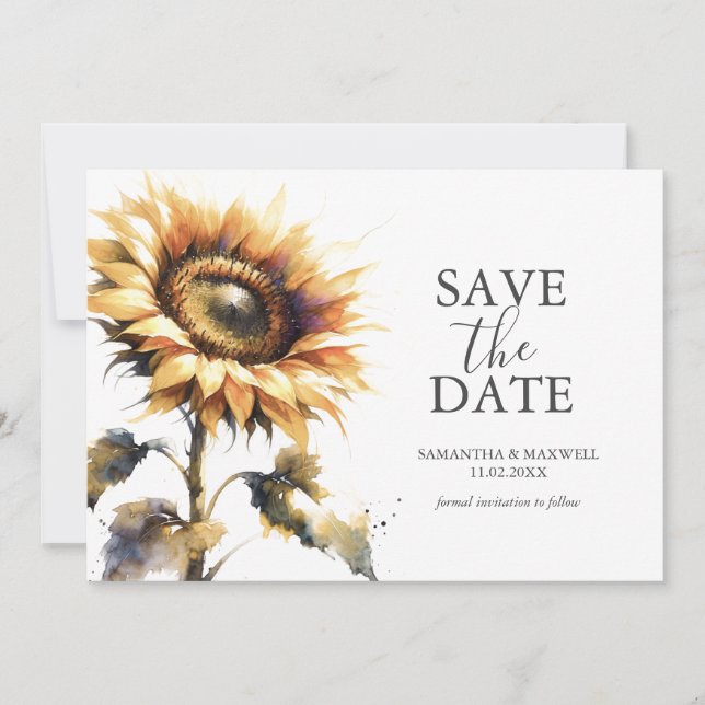 Save The Date Aquarelle tournesol Enregistrer la date (Devant)