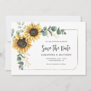 Save The Date Aquarelle tournesol Mariage Eucalyptus