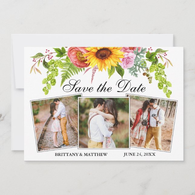 Save The Date Aquarelle tournesol mixte floral 3 photo (Devant)