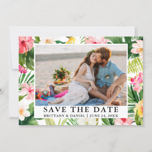 Save The Date Aquarelle Tropical Floral Photo Enregistrer La Dat