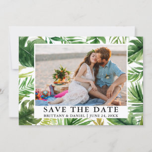 Save The Date Aquarelle Tropical Green Photo Enregistrer La Date