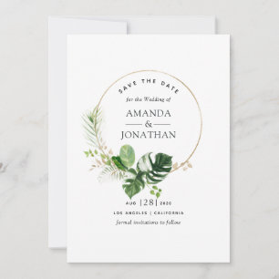 Save The Date Aquarelle Tropical Greenery Beach Mariage