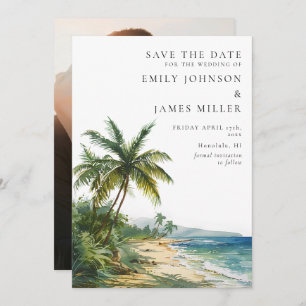 Save The Date Aquarelle Tropical Palm Beach Mariage photo