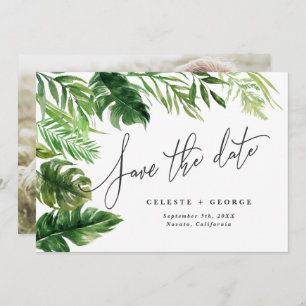 Save The Date Aquarelle tropicale feuillage floral