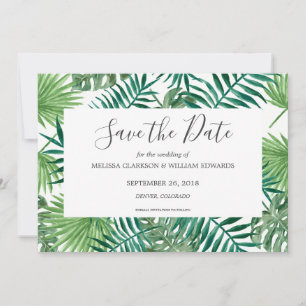 Save The Date Aquarelle tropicale feuilles mariage Enregistrer l