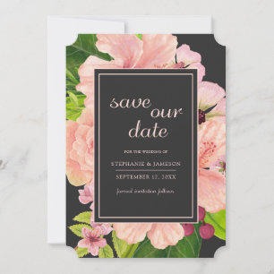 Save The Date Aquarelle Tropicale Pêche au Charbon Floral